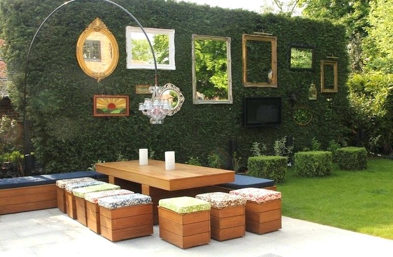 Outdoor area decor with mirror