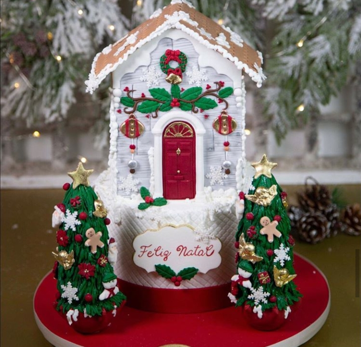 christmas house cake designs