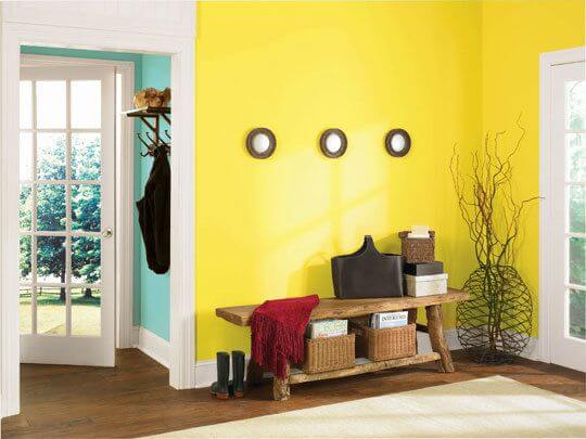 Bright Yellow paint in wall