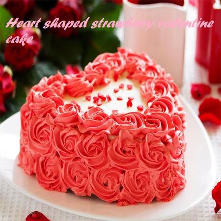 Heart shaped strawberry valentine cake