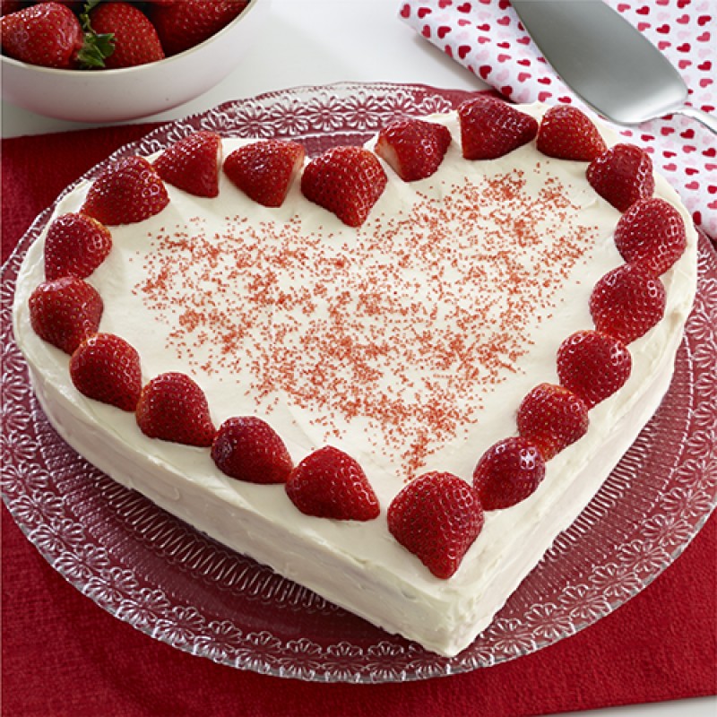 Delicious Heart Shaped Strawberry Cake to your loved one